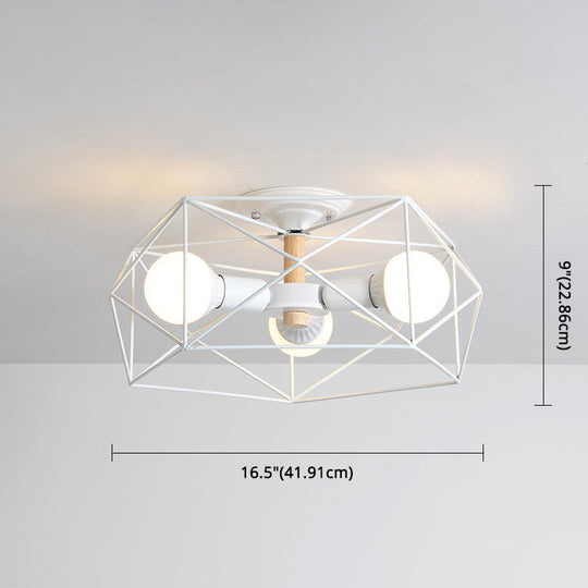 Nordic Industrial Geometric Flush Mount Ceiling Light For Bedroom - Metal Fixture