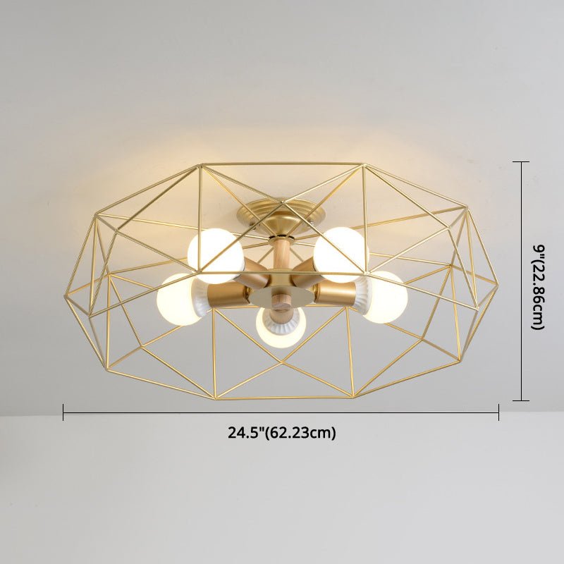 Nordic Industrial Geometric Flush Mount Ceiling Light for Bedroom - Metal Flush Mount Fixture