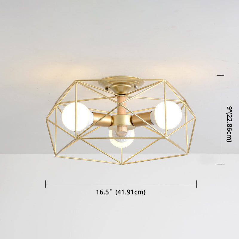 Nordic Industrial Geometric Flush Mount Ceiling Light for Bedroom - Metal Flush Mount Fixture