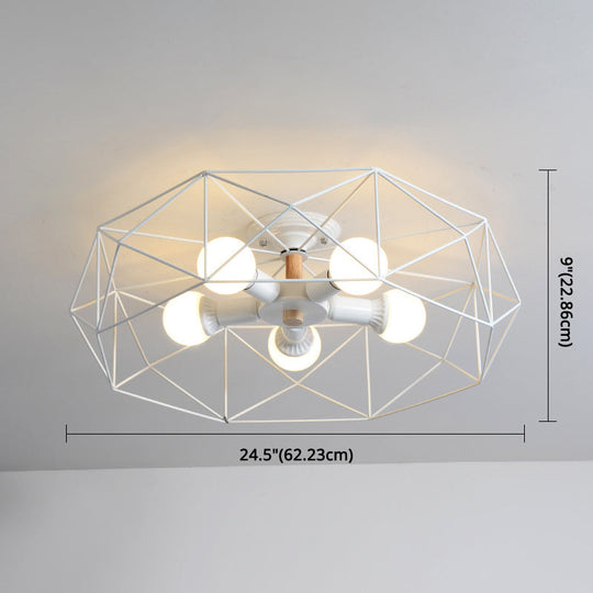 Nordic Industrial Geometric Flush Mount Ceiling Light for Bedroom - Metal Flush Mount Fixture