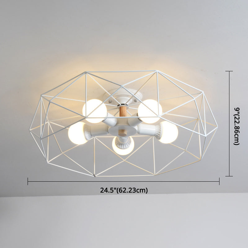 Nordic Industrial Geometric Flush Mount Ceiling Light For Bedroom - Metal Fixture