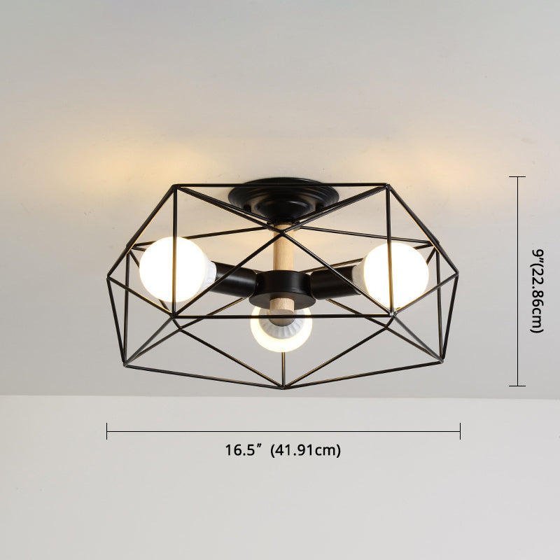 Nordic Industrial Geometric Flush Mount Ceiling Light for Bedroom - Metal Flush Mount Fixture