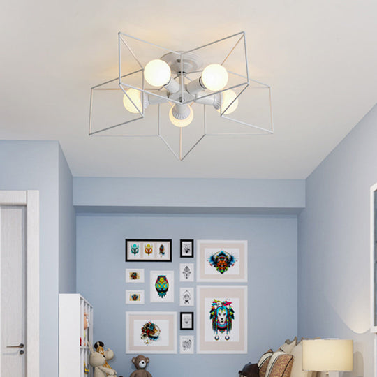 Semi Flush Industrial Metal Chandelier for Bedroom - Stylish Ceiling Mount Lighting