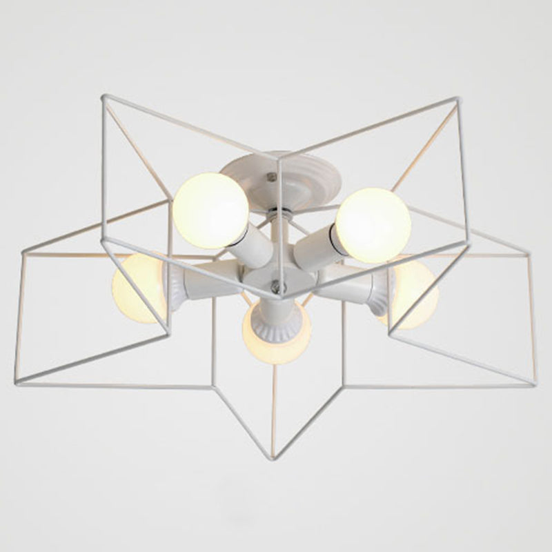 Semi Flush Industrial Metal Chandelier for Bedroom - Stylish Ceiling Mount Lighting