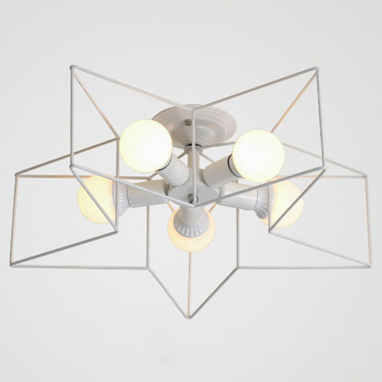 Semi Flush Industrial Metal Chandelier for Bedroom - Stylish Ceiling Mount Lighting