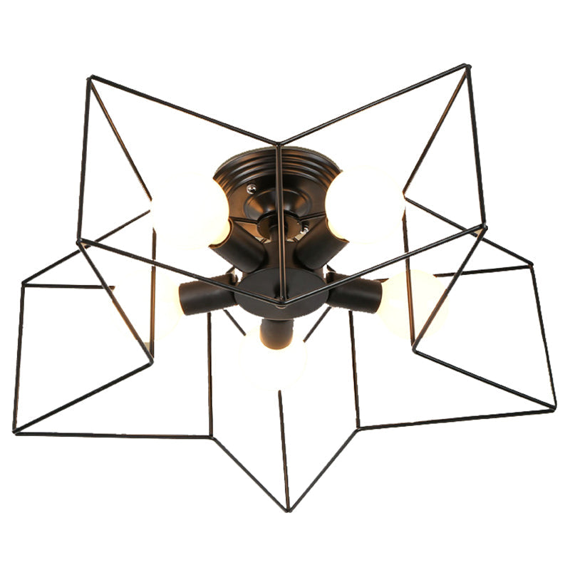 Semi Flush Industrial Metal Chandelier for Bedroom - Stylish Ceiling Mount Lighting