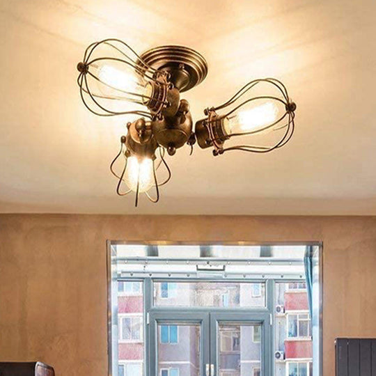 Starburst Ceiling Light Fixture - Retro Industrial Metal Flush Mount for Bedroom