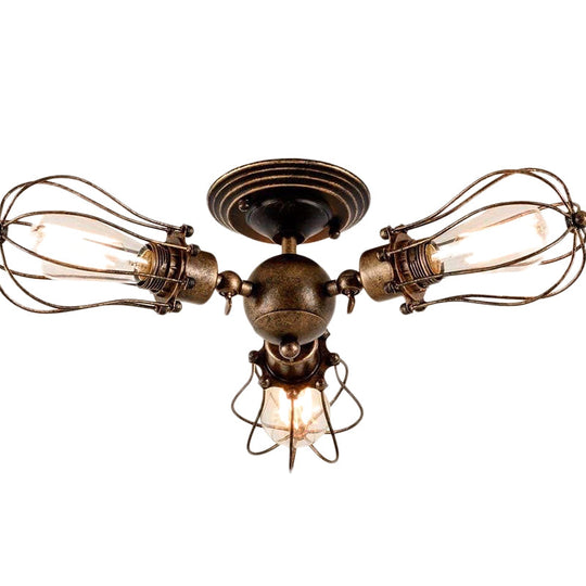 Starburst Ceiling Light Fixture - Retro Industrial Metal Flush Mount for Bedroom