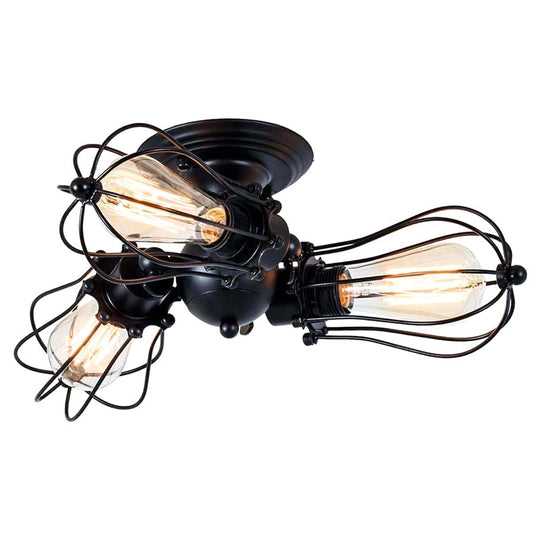 Starburst Ceiling Light Fixture - Retro Industrial Metal Flush Mount for Bedroom