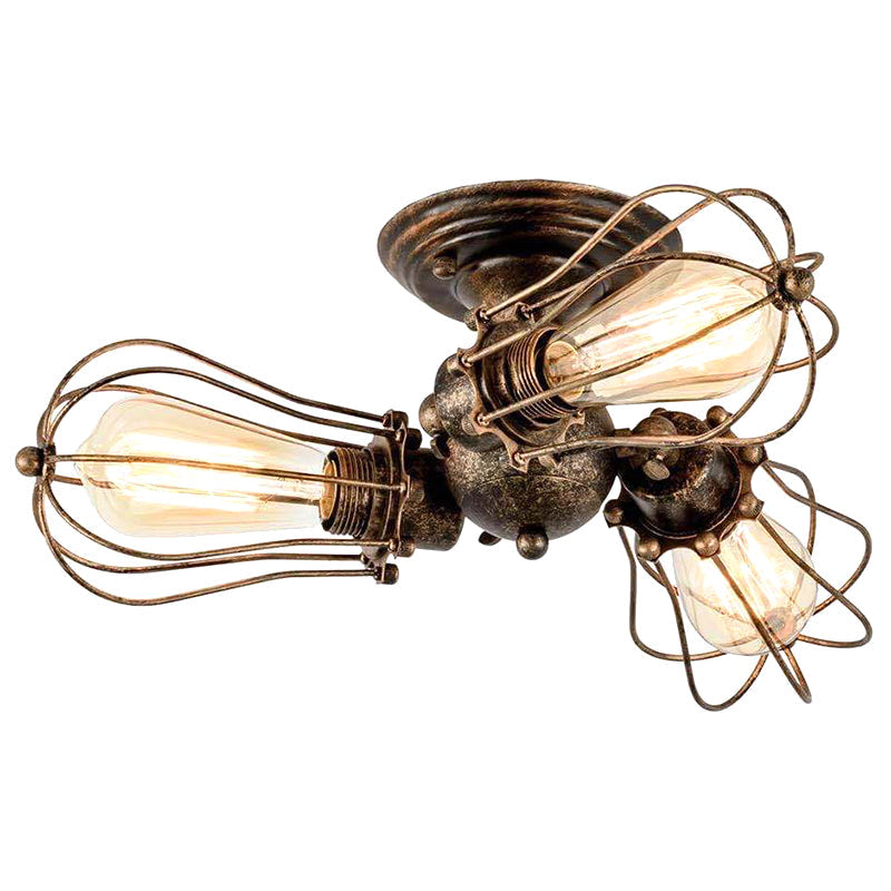 Starburst Ceiling Light Fixture - Retro Industrial Metal Flush Mount for Bedroom