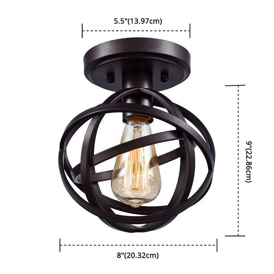 Retro Industrial Style Atom Flush Mount Ceiling Light - Metal Fixture For Restaurants