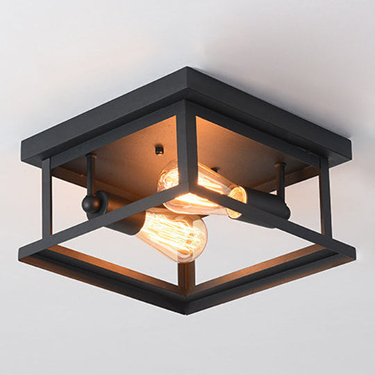 Nordic Industrial Style Square Flush Mount Ceiling Light Chandelier for Hallway