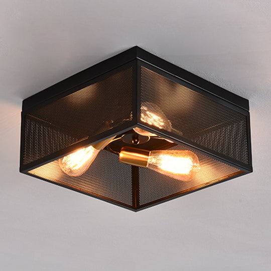 Nordic Industrial Style Square Flush Mount Ceiling Light Chandelier for Hallway