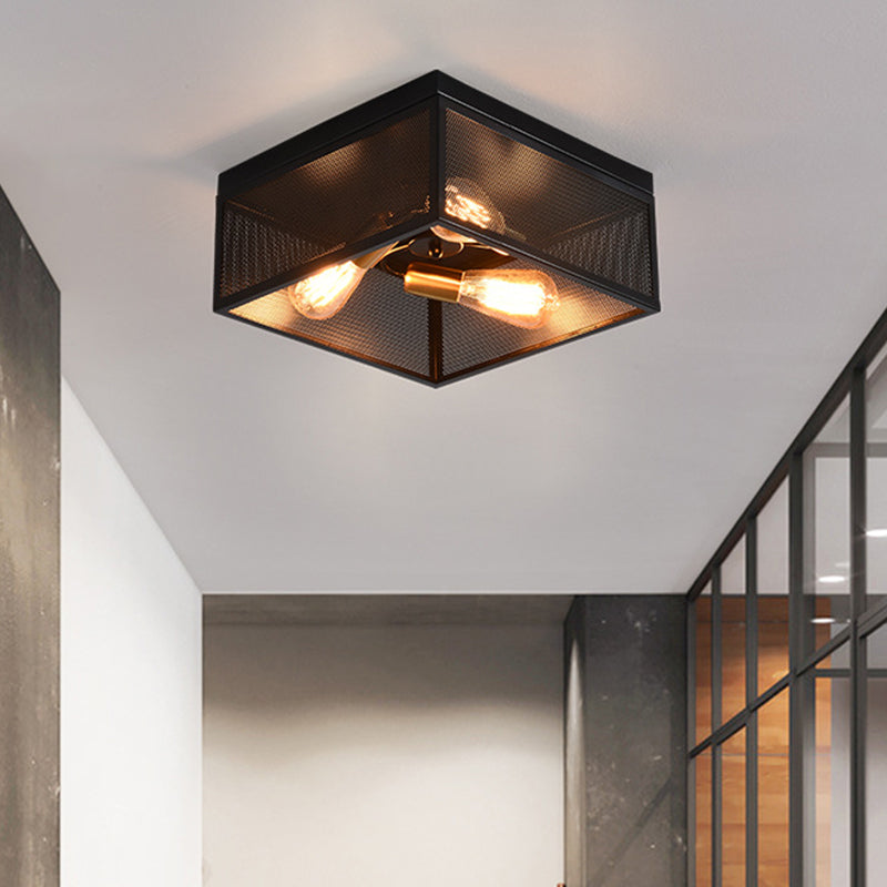 Nordic Industrial Style Square Flush Mount Ceiling Light Chandelier for Hallway