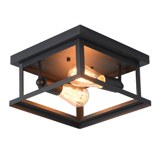 Nordic Industrial Style Square Flush Mount Ceiling Light Chandelier for Hallway