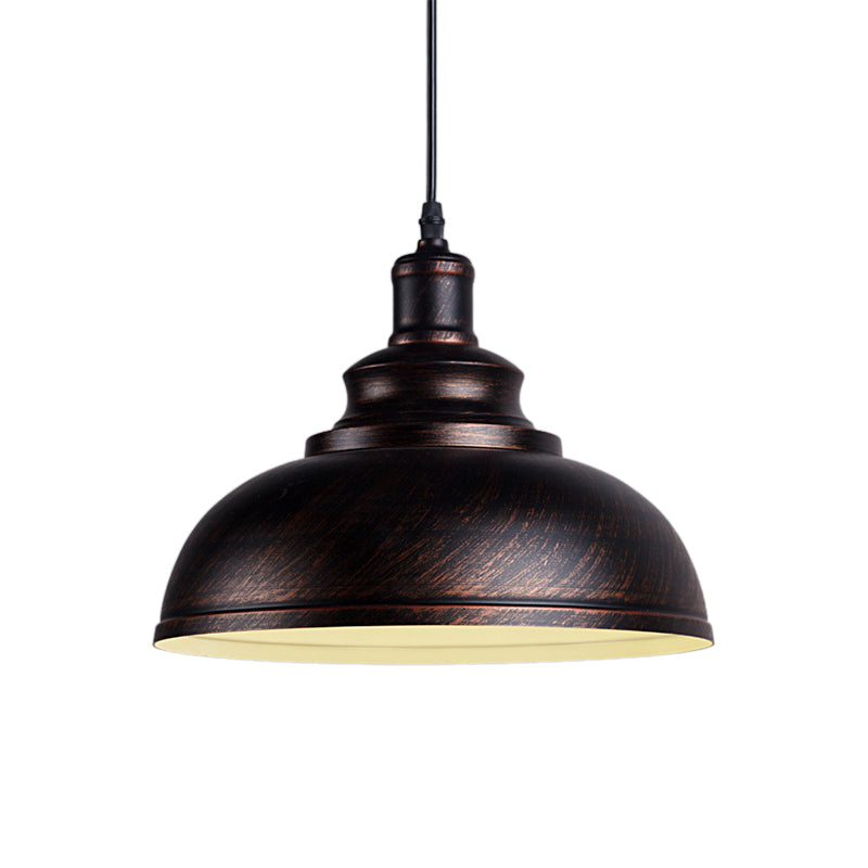 Adjustable Cord Pendant with Metal Dome Shade in Retro Black/Gray - 12"/14"/16" W