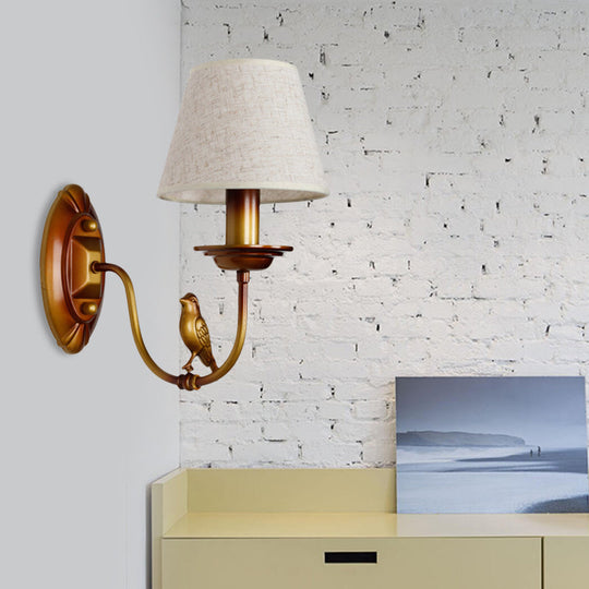 Classic Metal Sconce Light Fixture: 1-Light Corridor Wall Lamp In Brass With/Without Shade