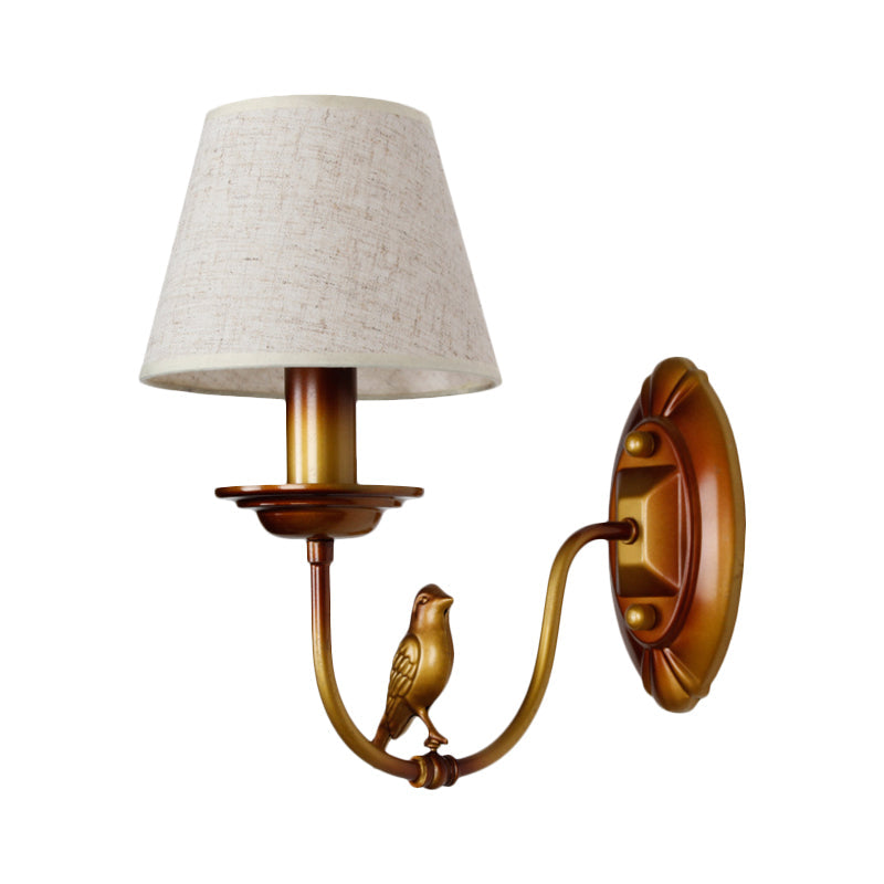 Classic Metal Sconce Light Fixture: 1-Light Corridor Wall Lamp In Brass With/Without Shade