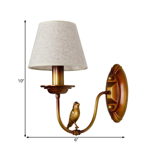 Classic Metal Sconce Light Fixture: 1-Light Corridor Wall Lamp In Brass With/Without Shade