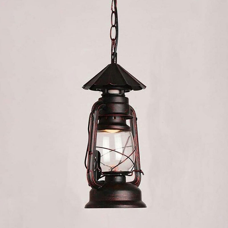 Rustic Metal Kerosene Lamp Pendant Light Fixture 1-Light Nautical Hanging Rust / Umbrella