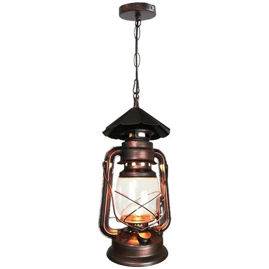 Rustic Metal Pendant Light Fixture - Kerosene Lamp Inspired Nautical Hanging Light - 1-Light