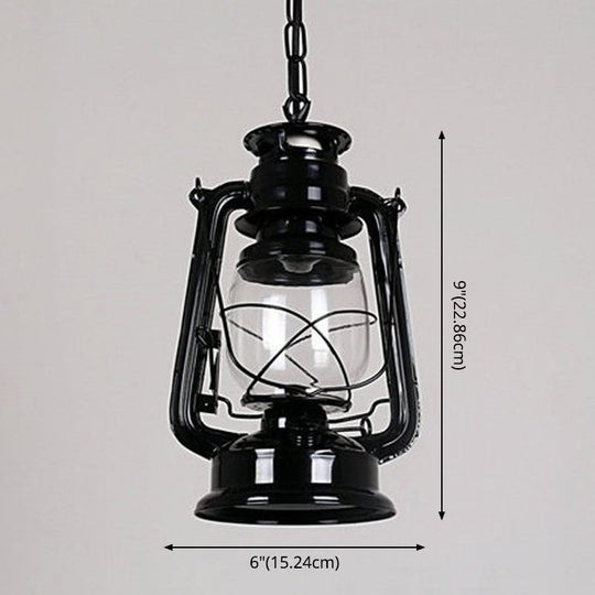 Nautical Oil Lamp Pendant Light - Clear Glass Ceiling Hang For Dining Room With 1-Light