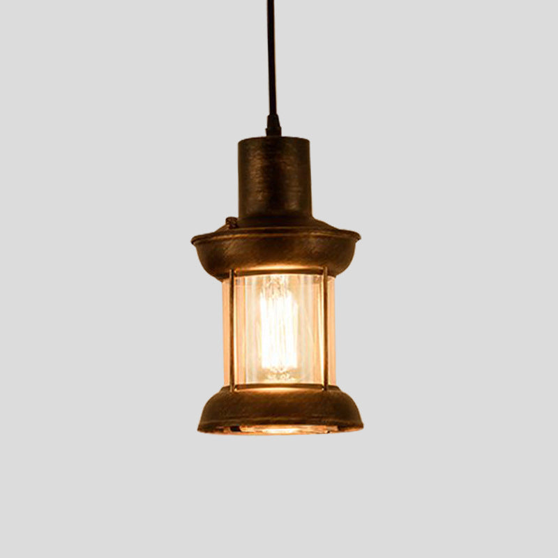 Country Style Bronze Pendant Light With Clear Glass And Pendulum Design For Restaurant Or Home Decor