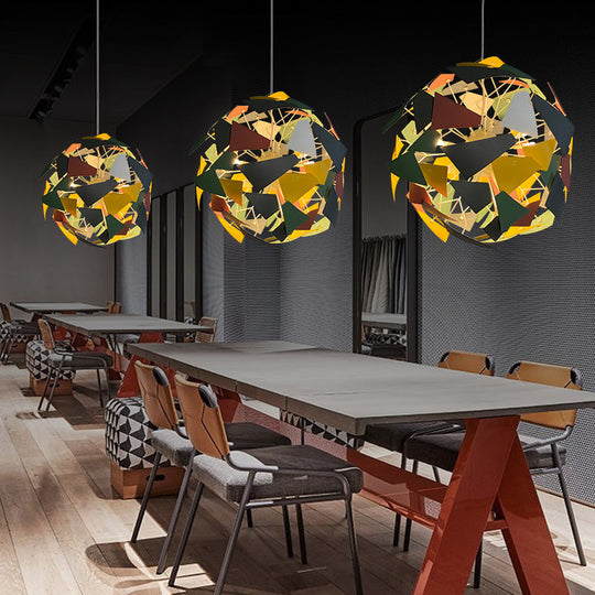 Industrial Camouflage Ceiling Pendant Light: Metallic Spherical Design, Multi-Light Fixture for Living Room