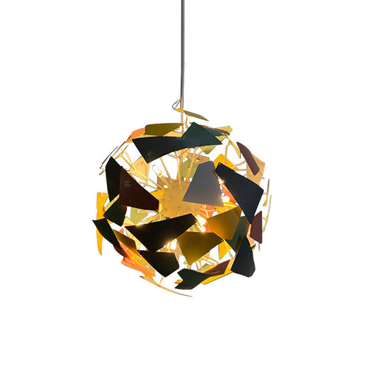 Industrial Camouflage Ceiling Pendant Light: Metallic Spherical Design, Multi-Light Fixture for Living Room