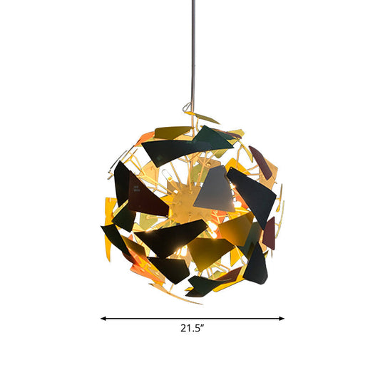 Industrial Camouflage Ceiling Pendant Light: Metallic Spherical Design, Multi-Light Fixture for Living Room