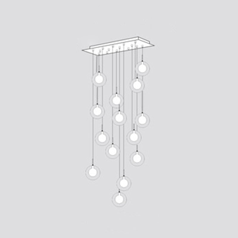 Sleek Spiral Stairs Suspension Light - Minimalist Bubbles Multi Pendant Fixture In Frosted