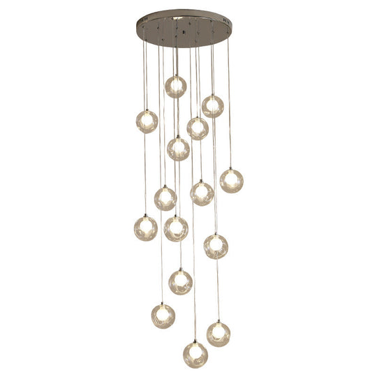 Sleek Spiral Stairs Suspension Light - Minimalist Bubbles Multi Pendant Fixture In Frosted