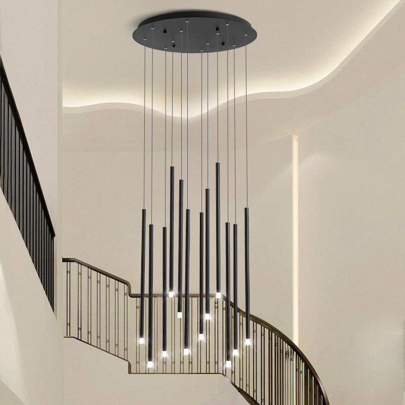 Led Sticks Pendant Light: Minimalistic Metal Staircase Ceiling Lamp With Acrylic Shade