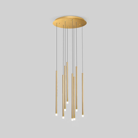 Led Sticks Pendant Light: Minimalistic Metal Staircase Ceiling Lamp With Acrylic Shade 8 / Gold