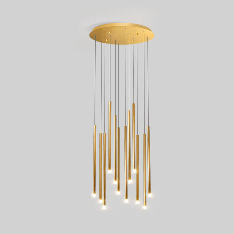 Led Sticks Pendant Light: Minimalistic Metal Staircase Ceiling Lamp With Acrylic Shade 12 / Gold