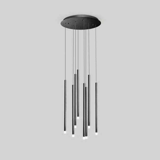 Led Sticks Pendant Light: Minimalistic Metal Staircase Ceiling Lamp With Acrylic Shade 8 / Black