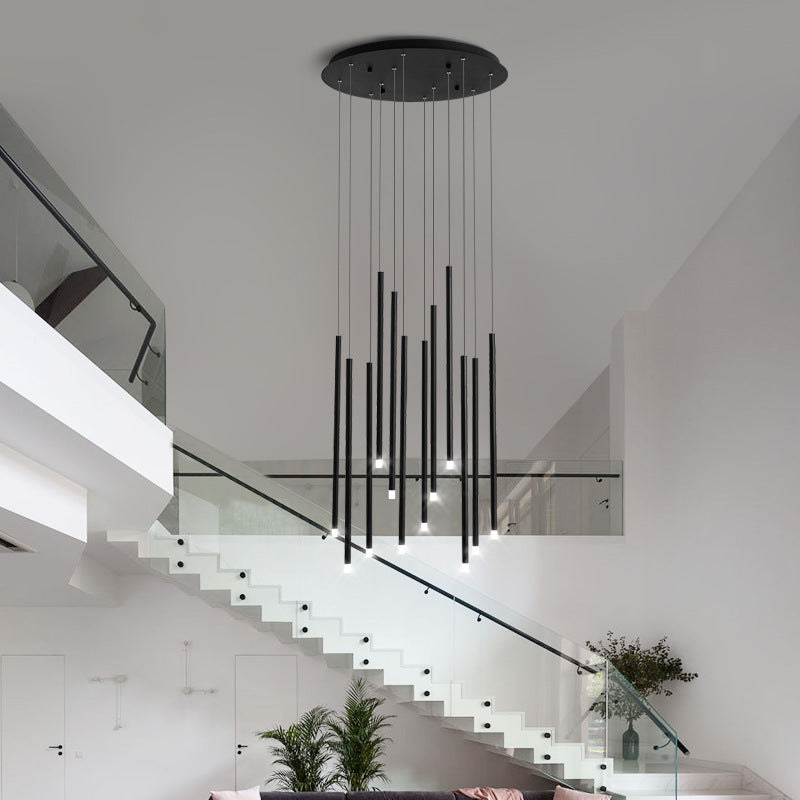 Led Sticks Pendant Light: Minimalistic Metal Staircase Ceiling Lamp With Acrylic Shade