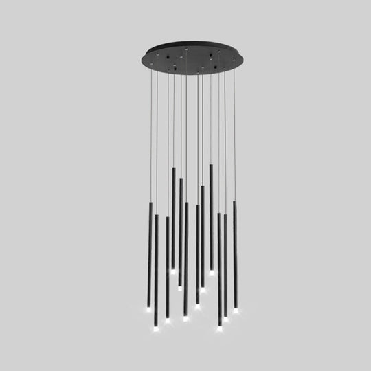 Led Sticks Pendant Light: Minimalistic Metal Staircase Ceiling Lamp With Acrylic Shade 12 / Black