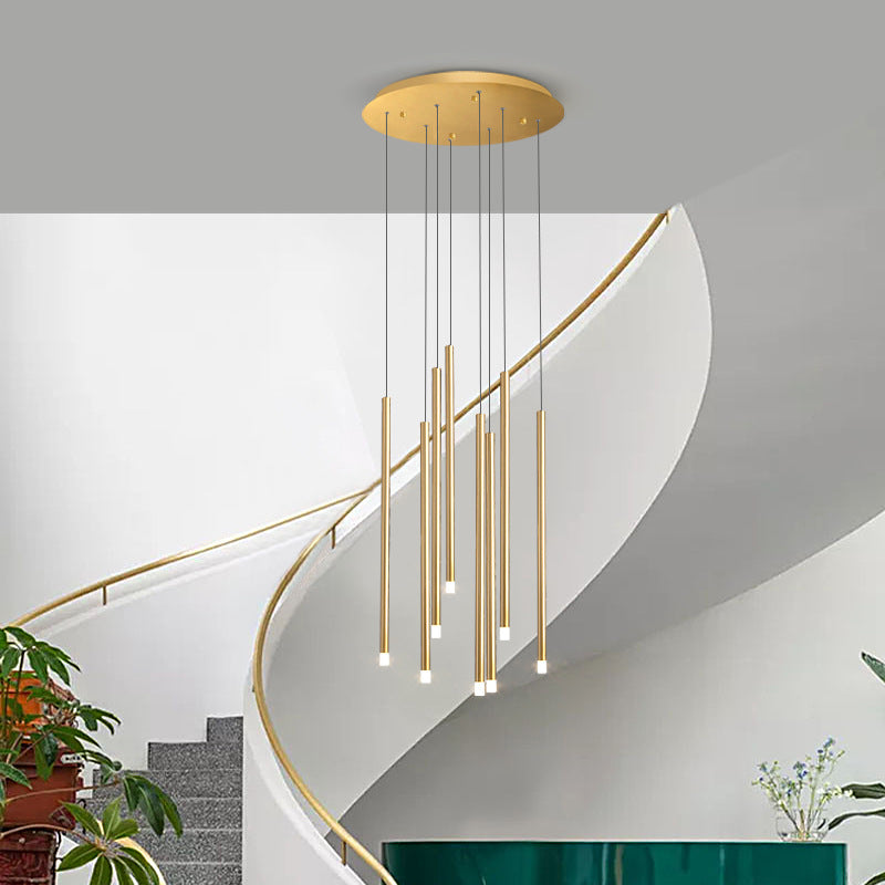 Led Sticks Pendant Light: Minimalistic Metal Staircase Ceiling Lamp With Acrylic Shade