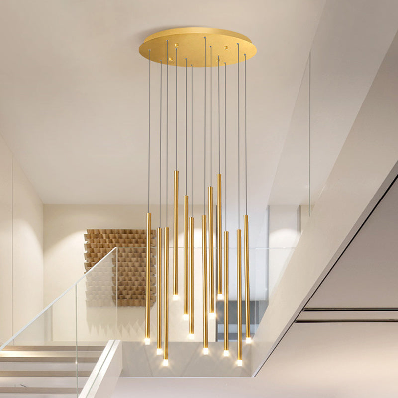 Led Sticks Pendant Light: Minimalistic Metal Staircase Ceiling Lamp With Acrylic Shade