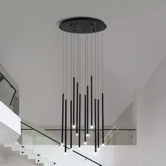 Led Sticks Pendant Light: Minimalistic Metal Staircase Ceiling Lamp With Acrylic Shade