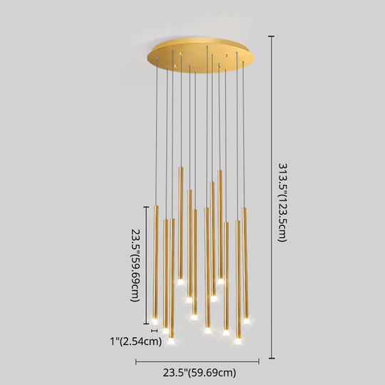 Led Sticks Pendant Light: Minimalistic Metal Staircase Ceiling Lamp With Acrylic Shade