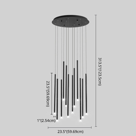 Led Sticks Pendant Light: Minimalistic Metal Staircase Ceiling Lamp With Acrylic Shade