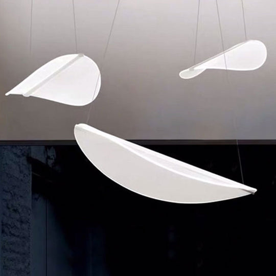 White Leaf Acrylic Pendant Light for Bedroom with LED Suspension