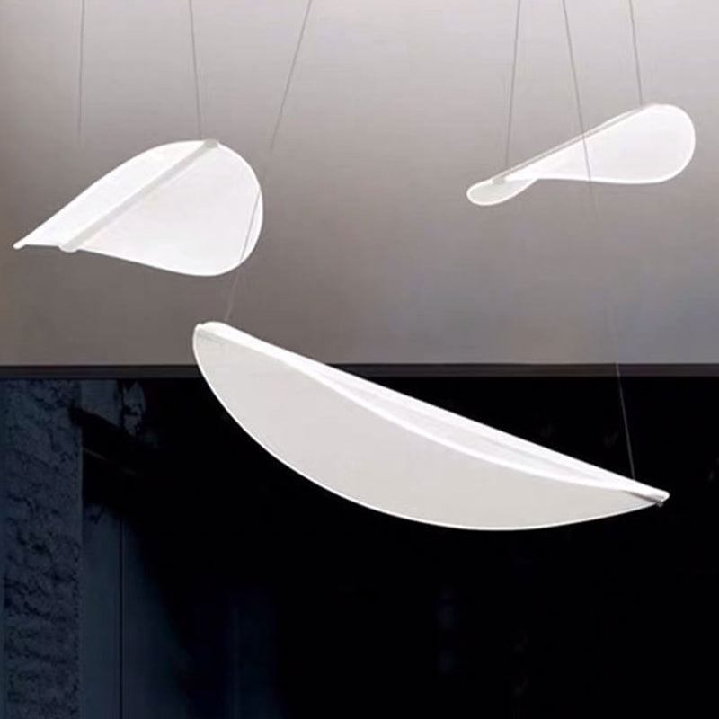 Leaf Shaped Acrylic Pendant Light: White Led Suspension Lighting For Bedrooms