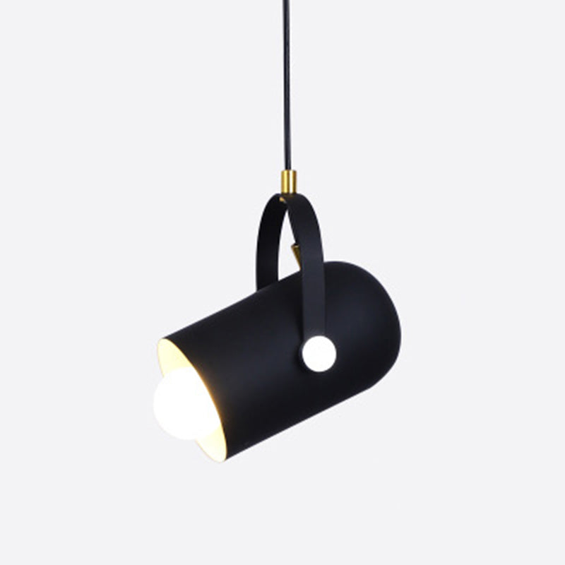 Cylindrical Metal Spotlight Pendant Lighting With Adjustable Handle - Commercial Grade Black