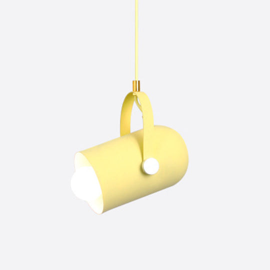 Cylindrical Metal Spotlight Pendant Lighting With Adjustable Handle - Commercial Grade Yellow