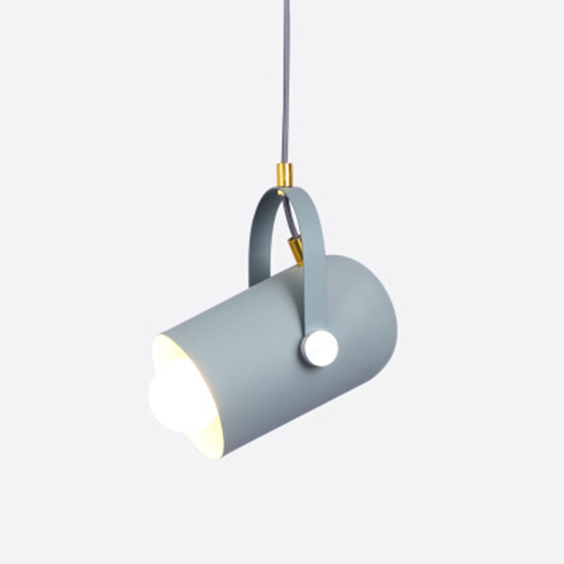 Cylindrical Metal Spotlight Pendant Lighting With Adjustable Handle - Commercial Grade Grey