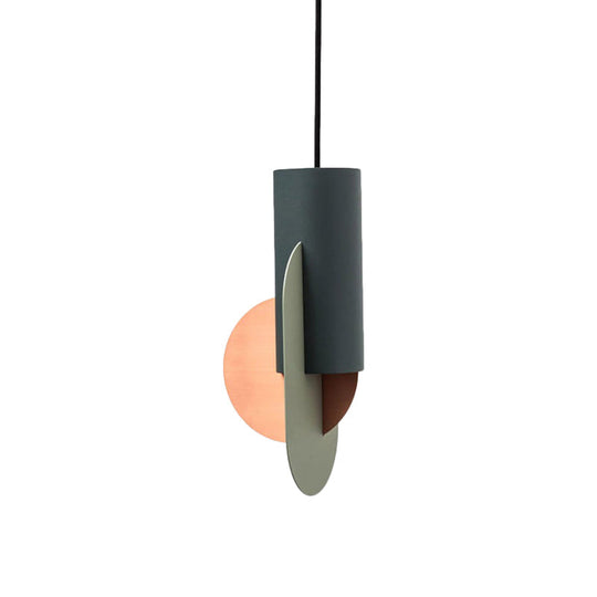 Laura - Colorblock Geometric Colorblock Pendant Lighting Macaron Metal 1-Light Pink-Green-Grey Ceiling Light