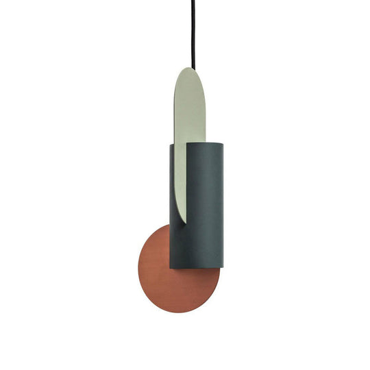 Laura - Colorblock Geometric Colorblock Pendant Lighting Macaron Metal 1-Light Pink-Green-Grey Ceiling Light